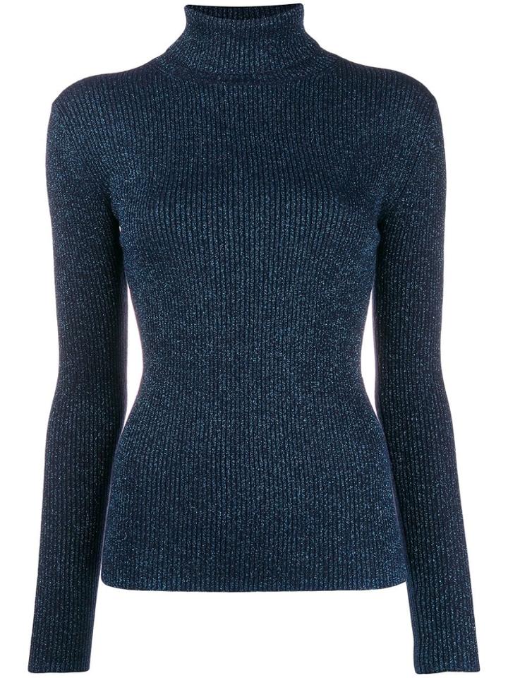 P.a.r.o.s.h. Ribbed Turtle Neck Sweater - Blue