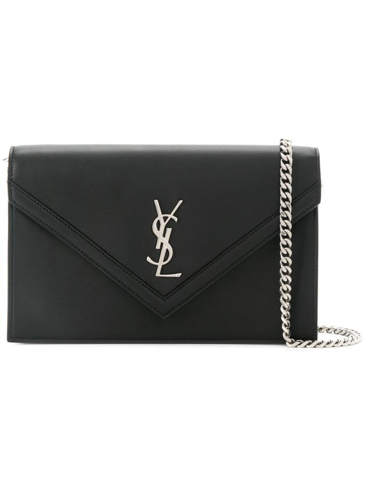Saint Laurent Envelope Pointed Flap Clutch - Black