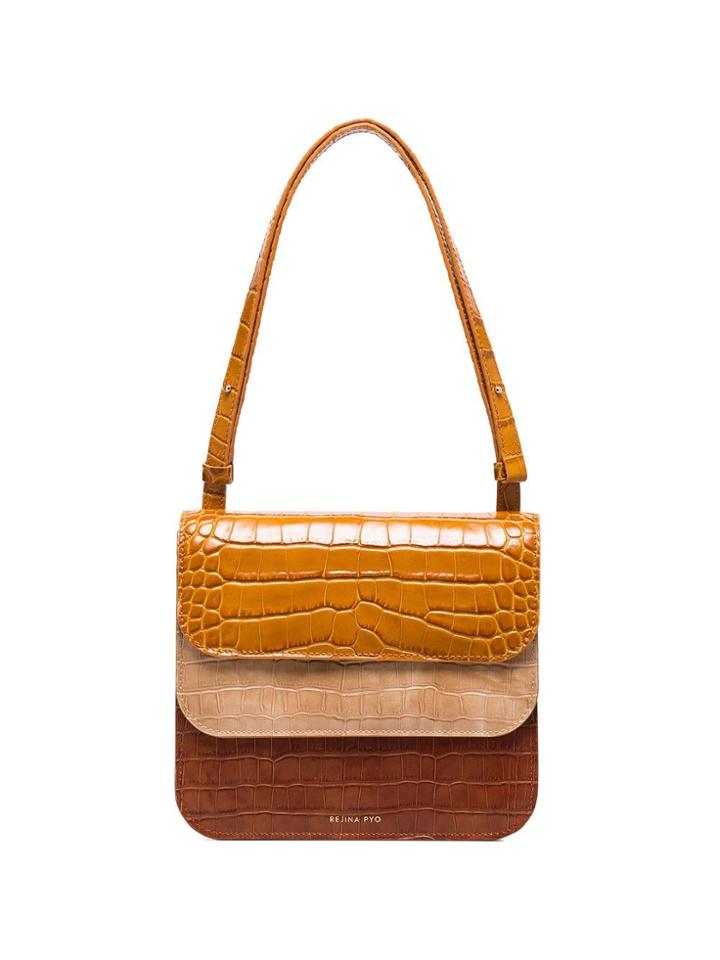 Rejina Pyo Brown Ana Triple Colour Mock Croc Bag