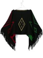 Marcelo Burlon County Of Milan Kids 'patagonia' Poncho, Girl's, Size: 10 Yrs, Black
