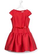 Monnalisa - Belted Short Sleeve Dress - Kids - Cotton/polyamide/polyester - 10 Yrs, Girl's, Red