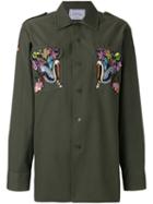 Forte Couture Embroidered Ducks Shirt, Women's, Size: 44, Green, Cotton/polyester