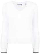 Vince Ribbed V-neck Jumper - White