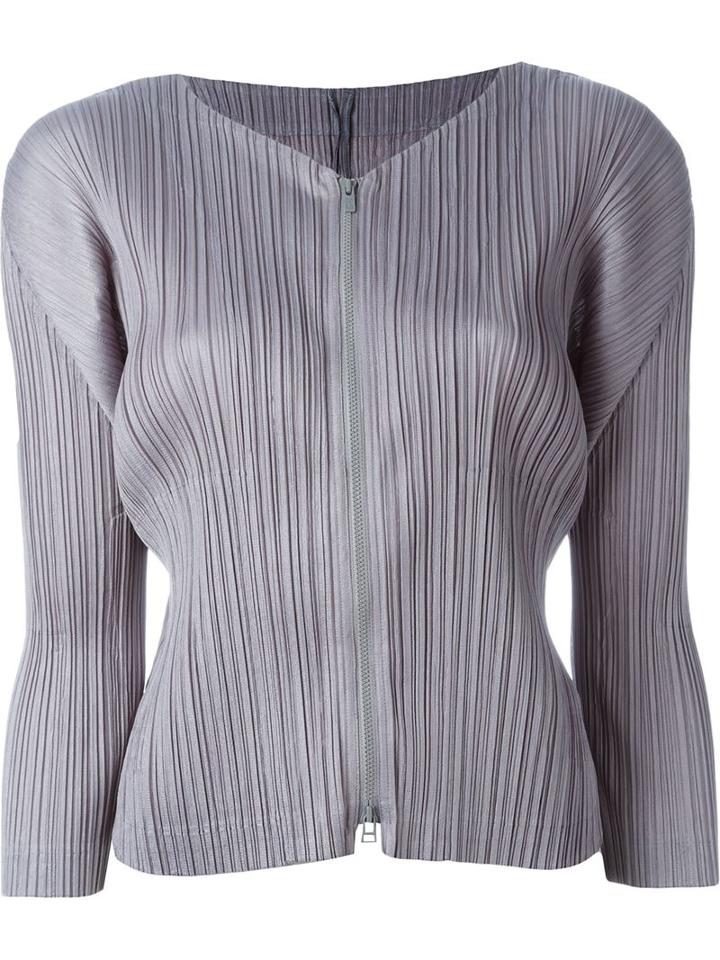 Pleats Please By Issey Miyake Pleated Zip Jacket