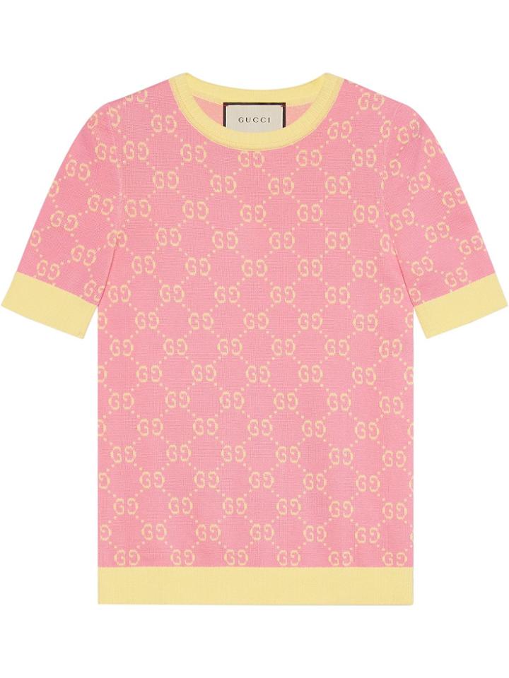 Gucci Gg Jacquard Wool Sweater - Pink & Purple