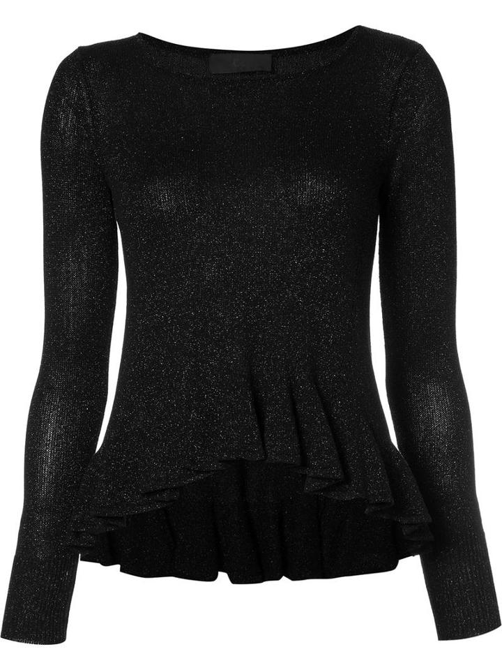 Co Ruffle Hem Jumper, Women's, Size: Xs, Black, Viscose/metallized Polyester