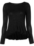 Co Ruffle Hem Jumper, Women's, Size: Xs, Black, Viscose/metallized Polyester