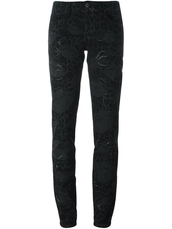 Just Cavalli Leopard Pattern Slim-fit Trousers, Women's, Size: 27, Black, Cotton/polyester/spandex/elastane