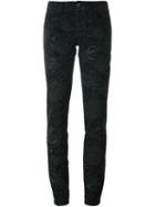 Just Cavalli Leopard Pattern Slim-fit Trousers, Women's, Size: 27, Black, Cotton/polyester/spandex/elastane