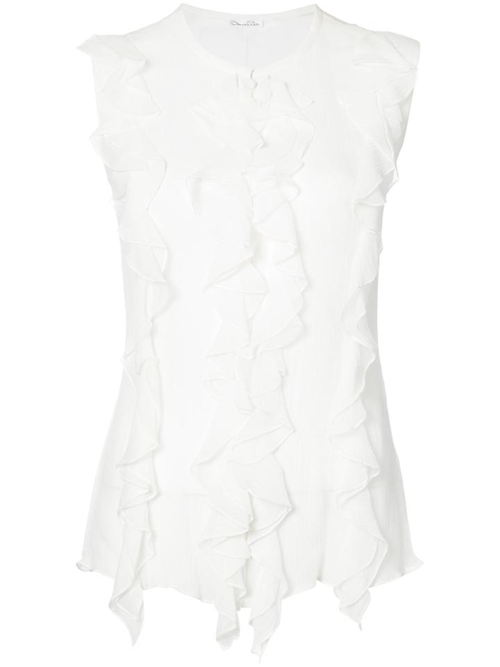 Oscar De La Renta Ruffle Front Blouse - White