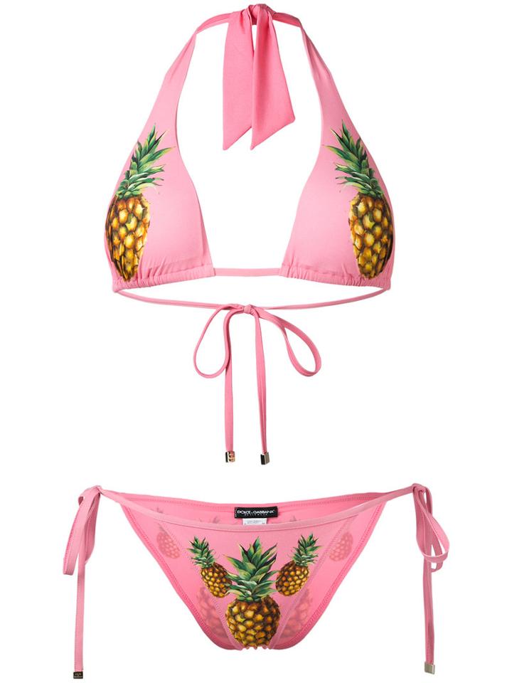 Dolce & Gabbana Pineapple Print Bikini, Women's, Size: 3, Pink/purple, Spandex/elastane/polyimide/polyamide/polyester