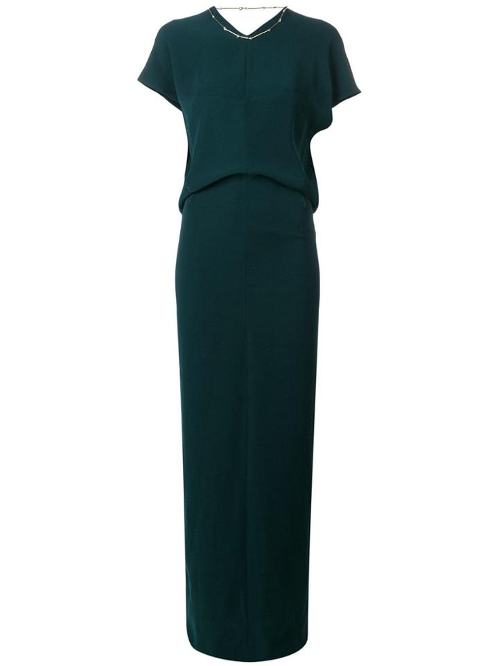 Poiret Long V-neck Dress - Green
