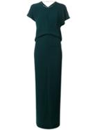Poiret Long V-neck Dress - Green