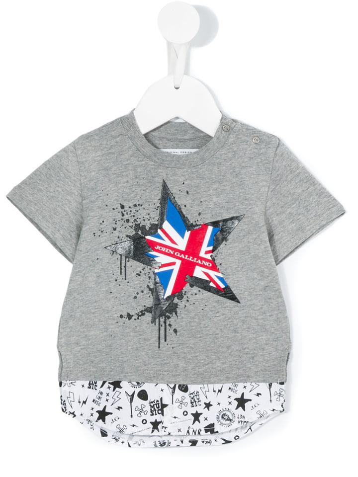 John Galliano Kids - Flag Print T-shirt - Kids - Cotton - 24 Mth, Grey