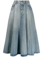 Miu Miu Midi Flared Denim Skirt - Blue