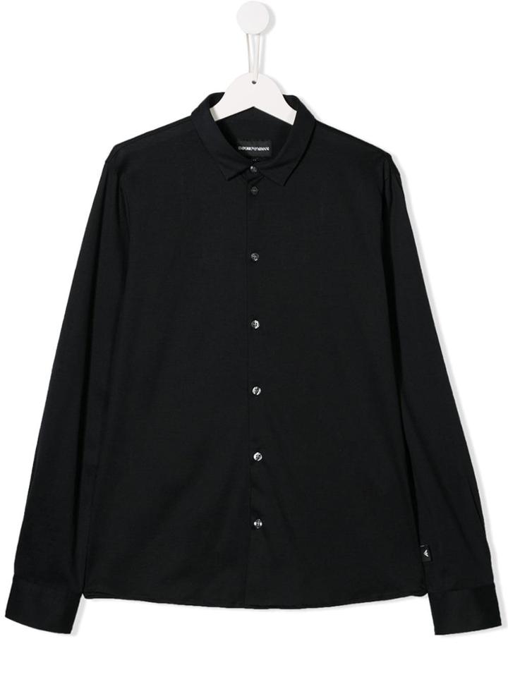 Emporio Armani Kids Classic Plain Shirt - Blue
