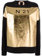 No21 Logo Panel Sweatshirt, Women's, Size: 42, Black, Cotton