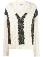 Brognano Lace-trim Knit Sweater - White