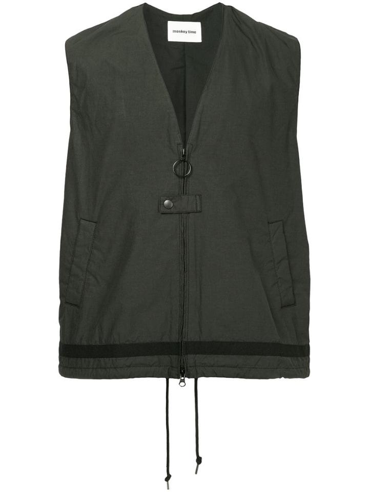 Monkey Time Zip Front Gilet - Black