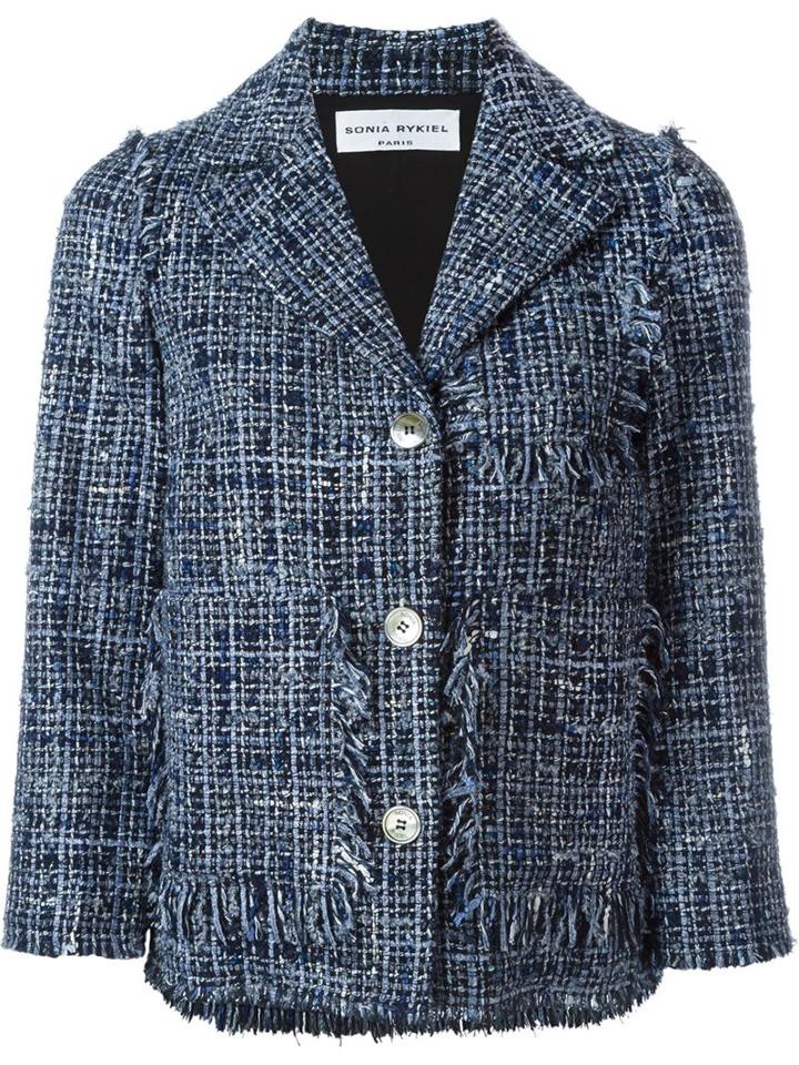 Sonia Rykiel Tweed Jacket, Women's, Size: 38, Blue, Cotton/linen/flax/polyamide/silk