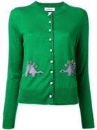Muveil Dinosaur Intarsia Cardigan, Women's, Size: 40, Green, Acrylic/wool