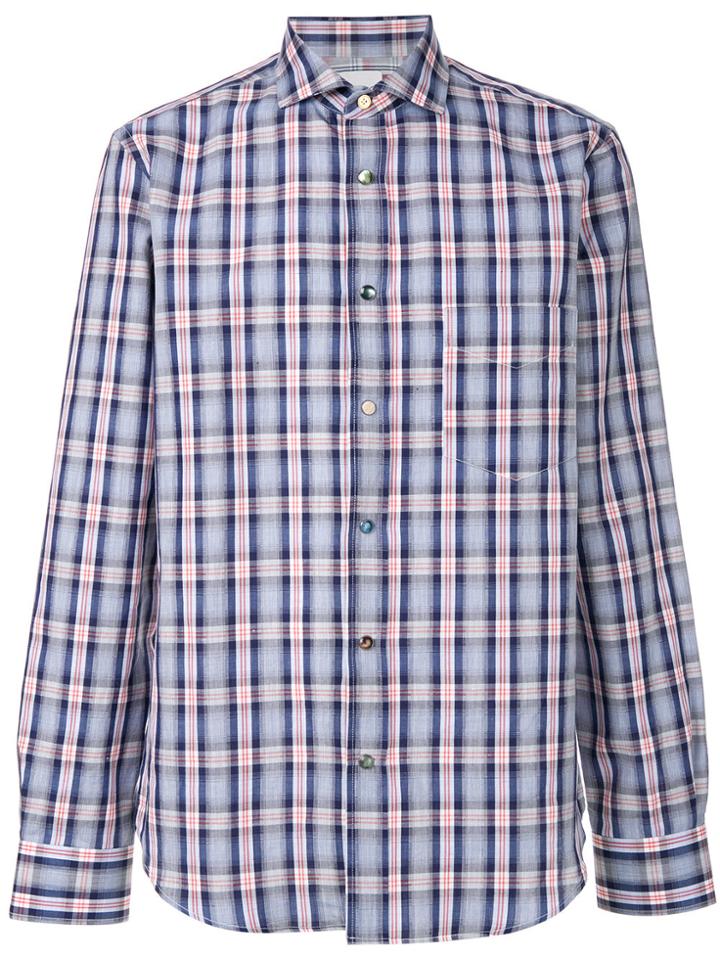 Paul Smith Checked Pocket Shirt - Blue