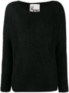 8pm Ribbed Knit Slouchy Sweater - Black