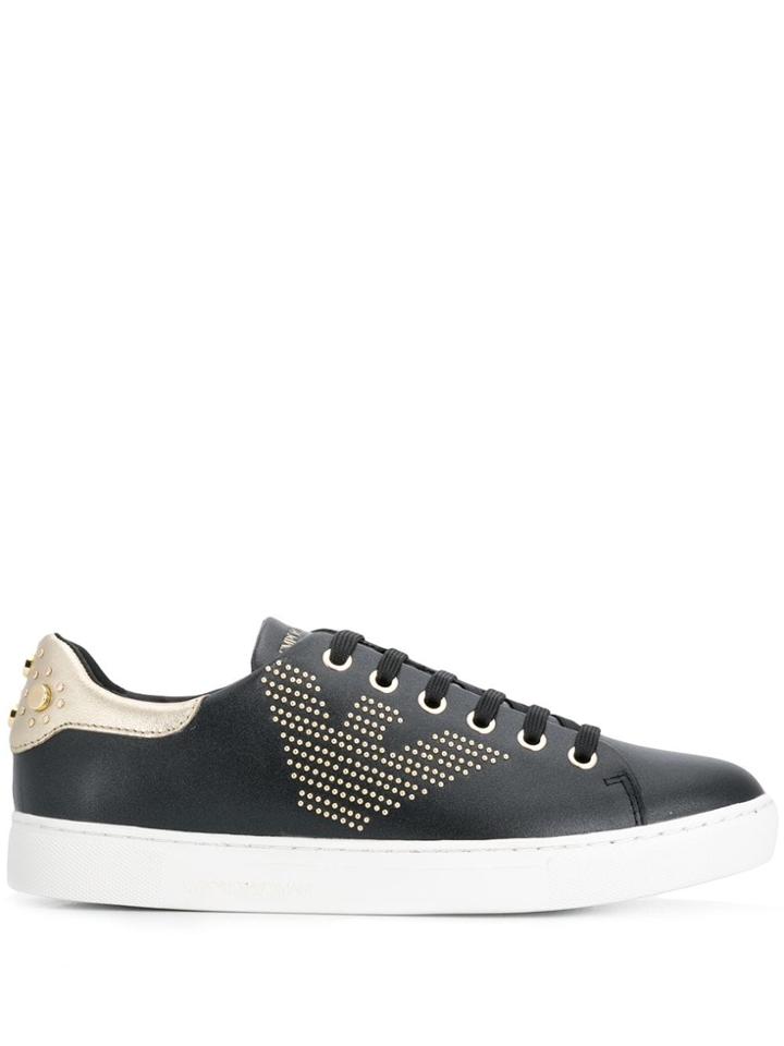 Emporio Armani Studded Logo Sneakers - Black