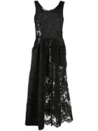 Simone Rocha Leaf Embroidered Lace Gown - Black