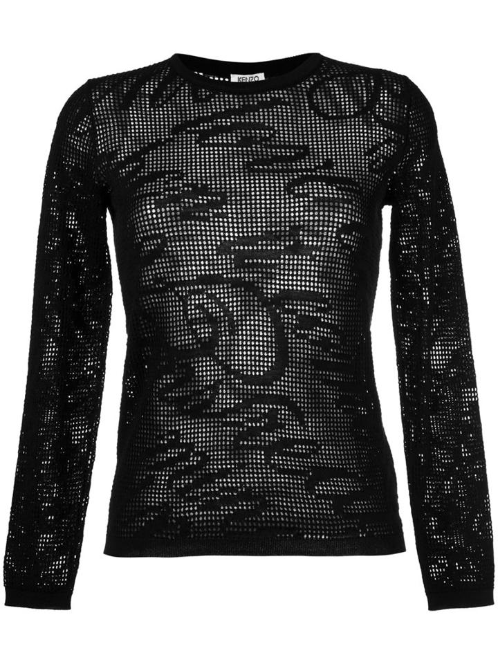 Kenzo - Pointelle Jumper - Women - Cotton - L, Black, Cotton