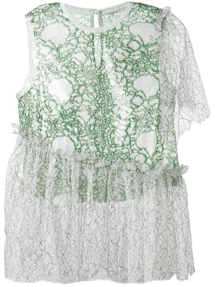 Marco De Vincenzo Printed Asymmetric Blouse, Women's, Size: 44, Green, Polyester