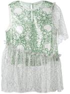 Marco De Vincenzo Printed Asymmetric Blouse, Women's, Size: 44, Green, Polyester