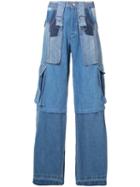 Misbhv - Patchwork Cargo Pocket Jeans - Women - Cotton - Xs, Blue, Cotton