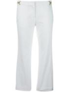 Michael Michael Kors Bell Bottom Cropped Trousers, Women's, Size: 2, White, Cotton/spandex/elastane