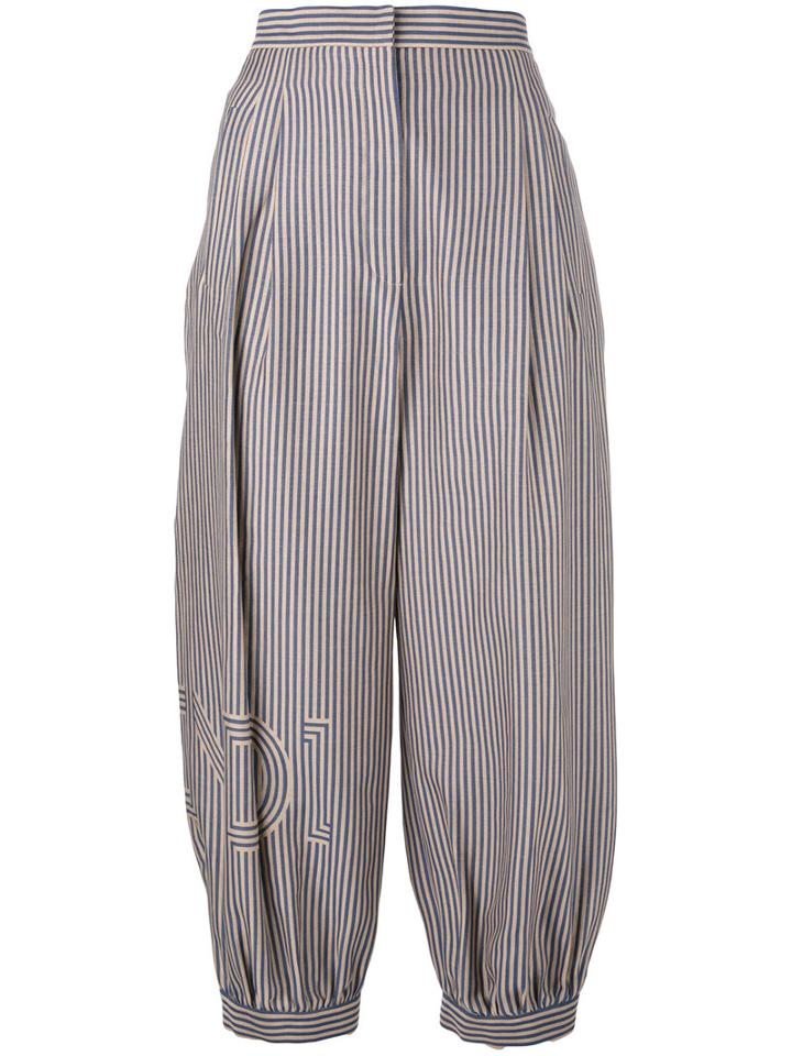 Fendi - Striped Cropped Trousers - Women - Silk/cotton - 40, Women's, Blue, Silk/cotton