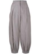Fendi - Striped Cropped Trousers - Women - Silk/cotton - 40, Women's, Blue, Silk/cotton