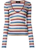 Dsquared2 Scoop Neck Striped T-shirt, Women's, Size: Medium, Polyamide/polyester/viscose