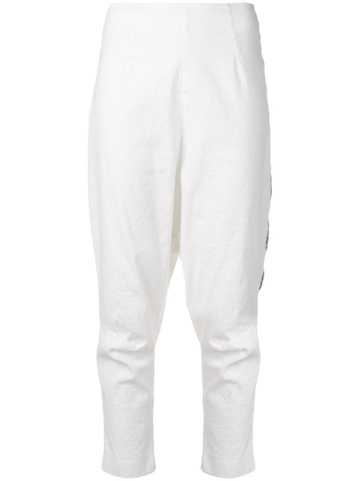 Rundholz Black Label Striped Details Cropped Trousers - White