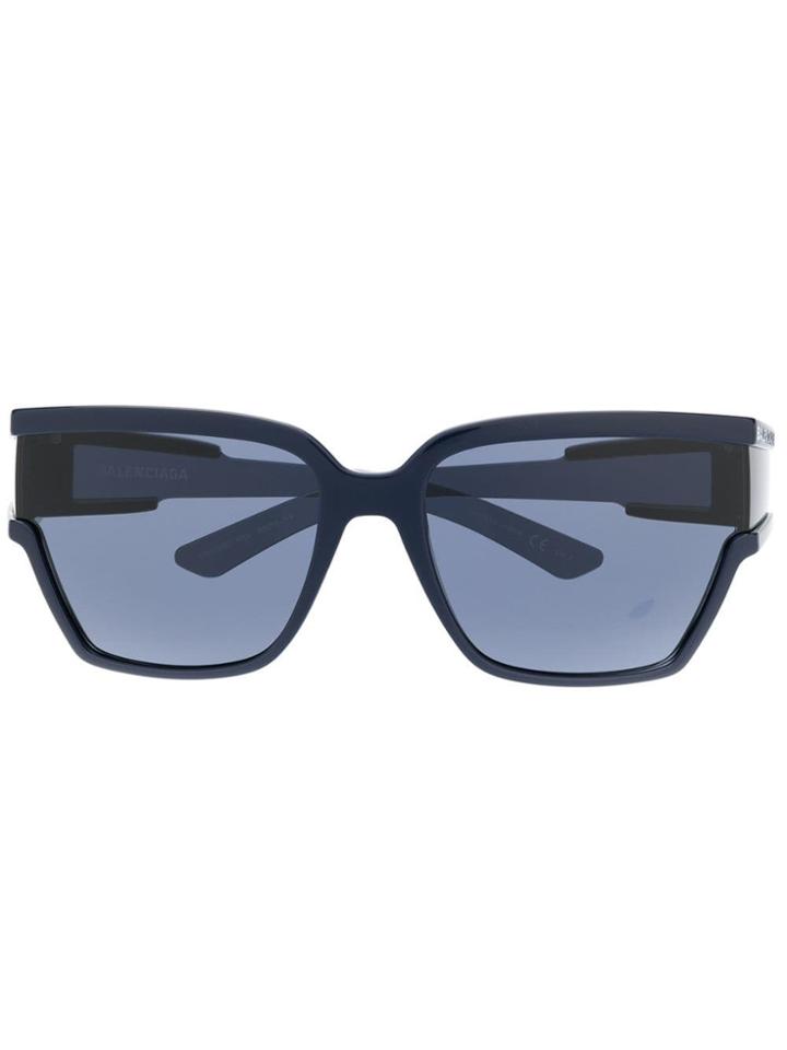 Balenciaga Eyewear Rectangle Frame Sunglasses - Blue