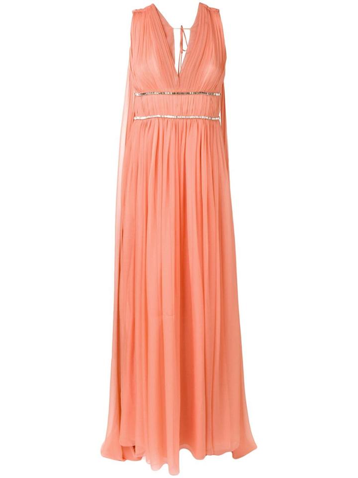 Alberta Ferretti Draped Empire Line Dress - Orange