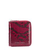 Orciani Python Effect Compact Wallet - Red