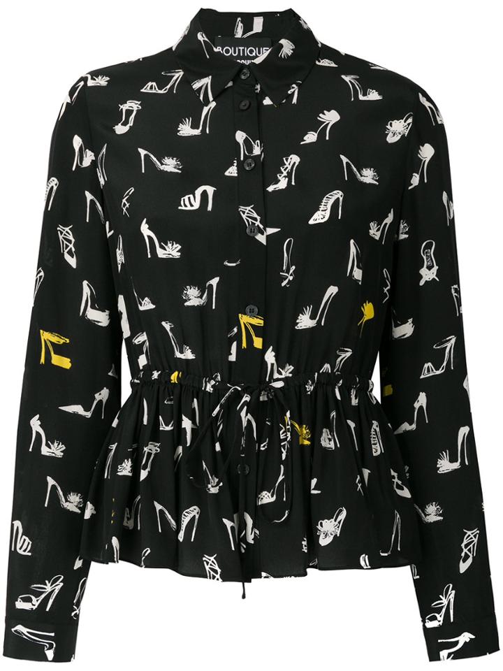 Boutique Moschino Camicia Shoe Print Shirt - Black