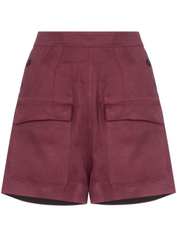 Golden Goose Deluxe Brand Lorena Wide Flap Pocket Linen Shorts - Pink