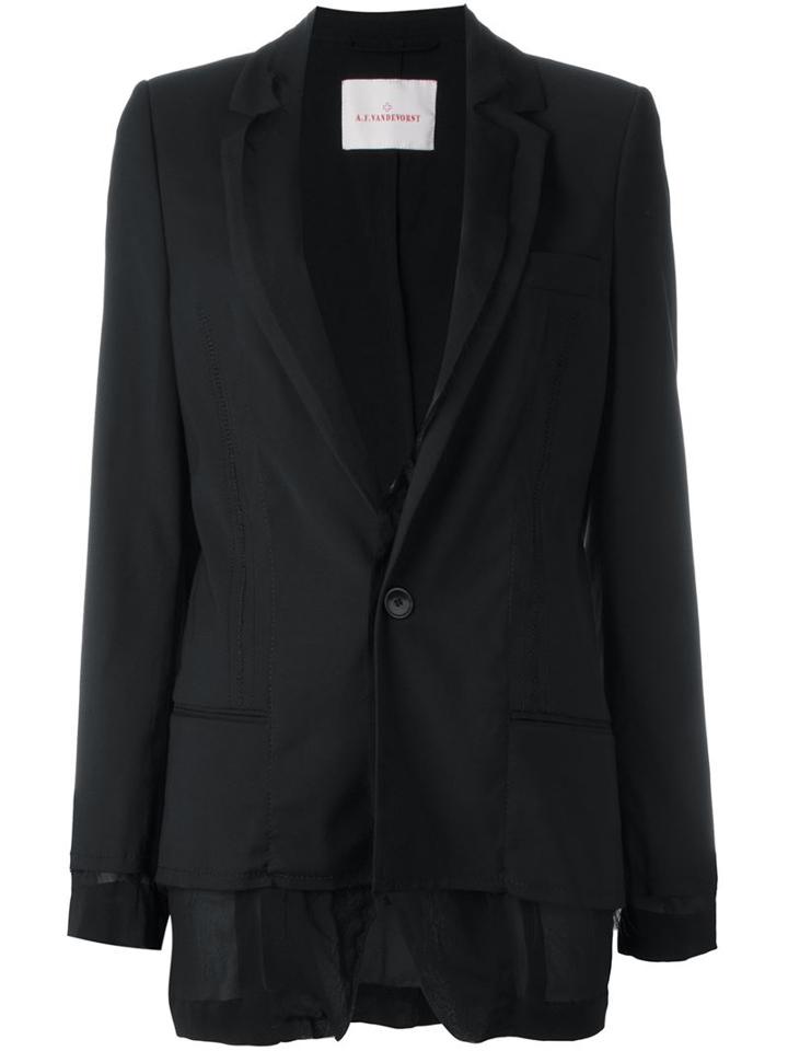 A.f.vandevorst '161 Barefoot' Blazer, Women's, Size: 36, Black, Silk/spandex/elastane/lyocell/virgin Wool