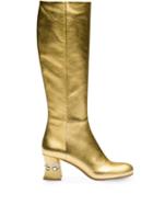 Miu Miu Embellished 65mm Heel Boots - Gold
