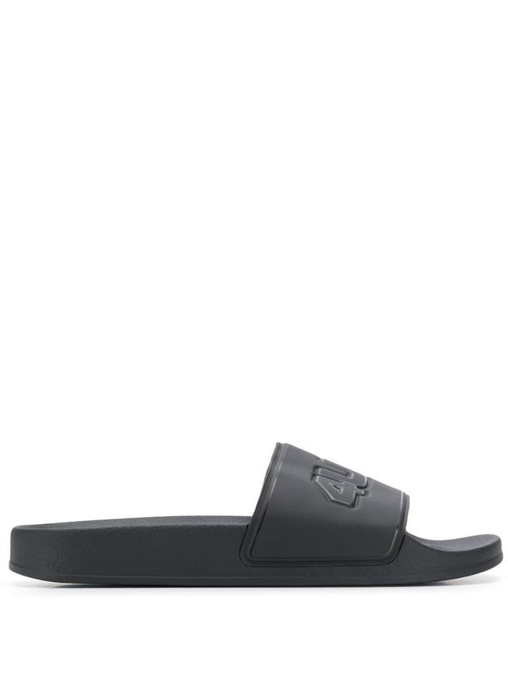 Cesare Paciotti 4us Embossed Logo Pool Slides - Black