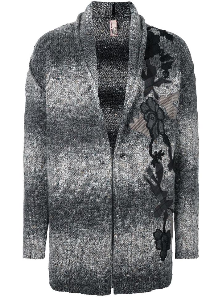 Antonio Marras Floral Patch Cardigan, Men's, Size: Small, Grey, Acrylic/viscose/wool/alpaca