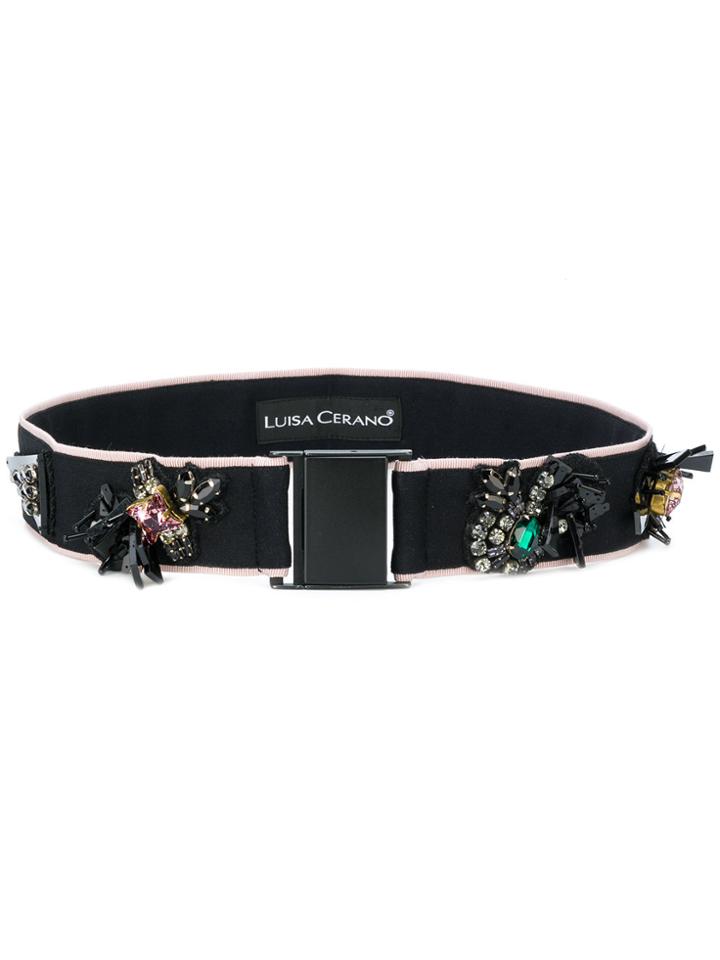 Luisa Cerano Embellished Belt - Black