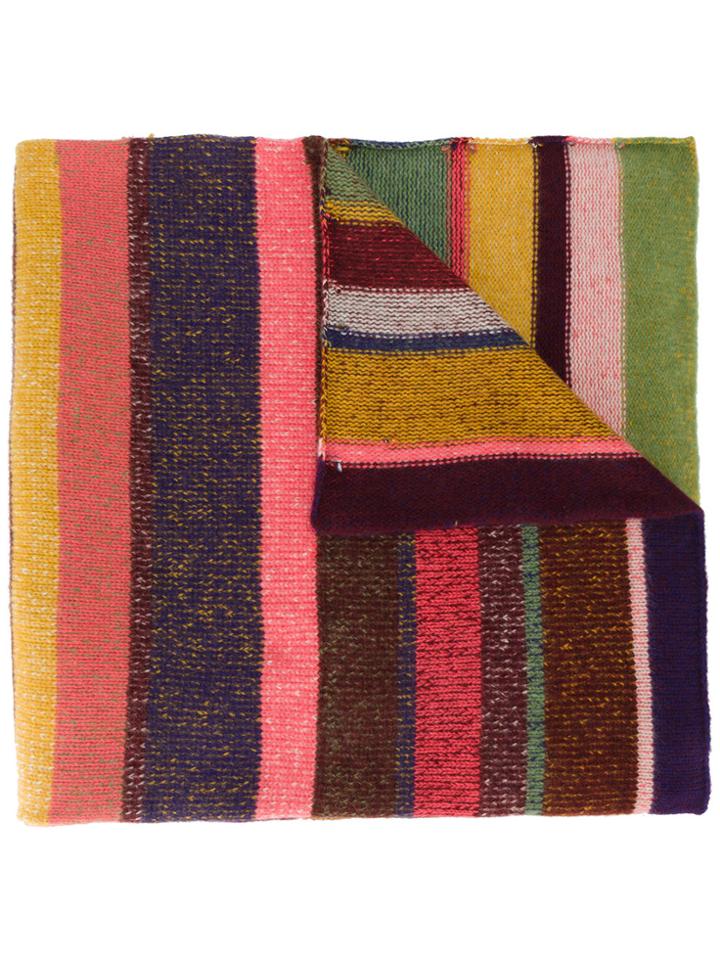 The Elder Statesman Rainbow Knitted Stripe Scarf - Multicolour