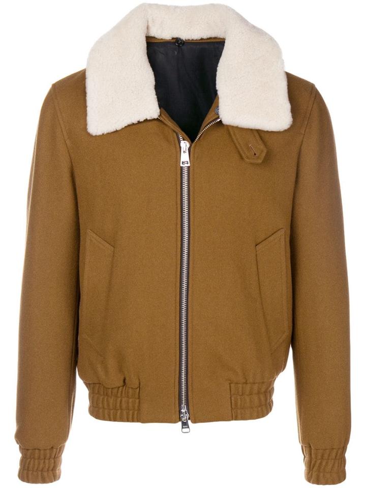 Ami Alexandre Mattiussi Zipped Jacket Shearling Collar - Brown